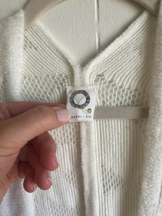 Anthropologie Akemi + Kin Women's Open Front Knit Poncho Shrug Cream One Size - Picture 4 of 8